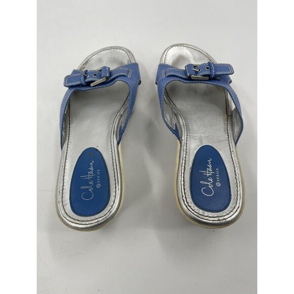 Cole Haan Blue Silver And White Sole NikeAir Wedge Buckle Size 7.5 D21967 - Picture 4 of 15